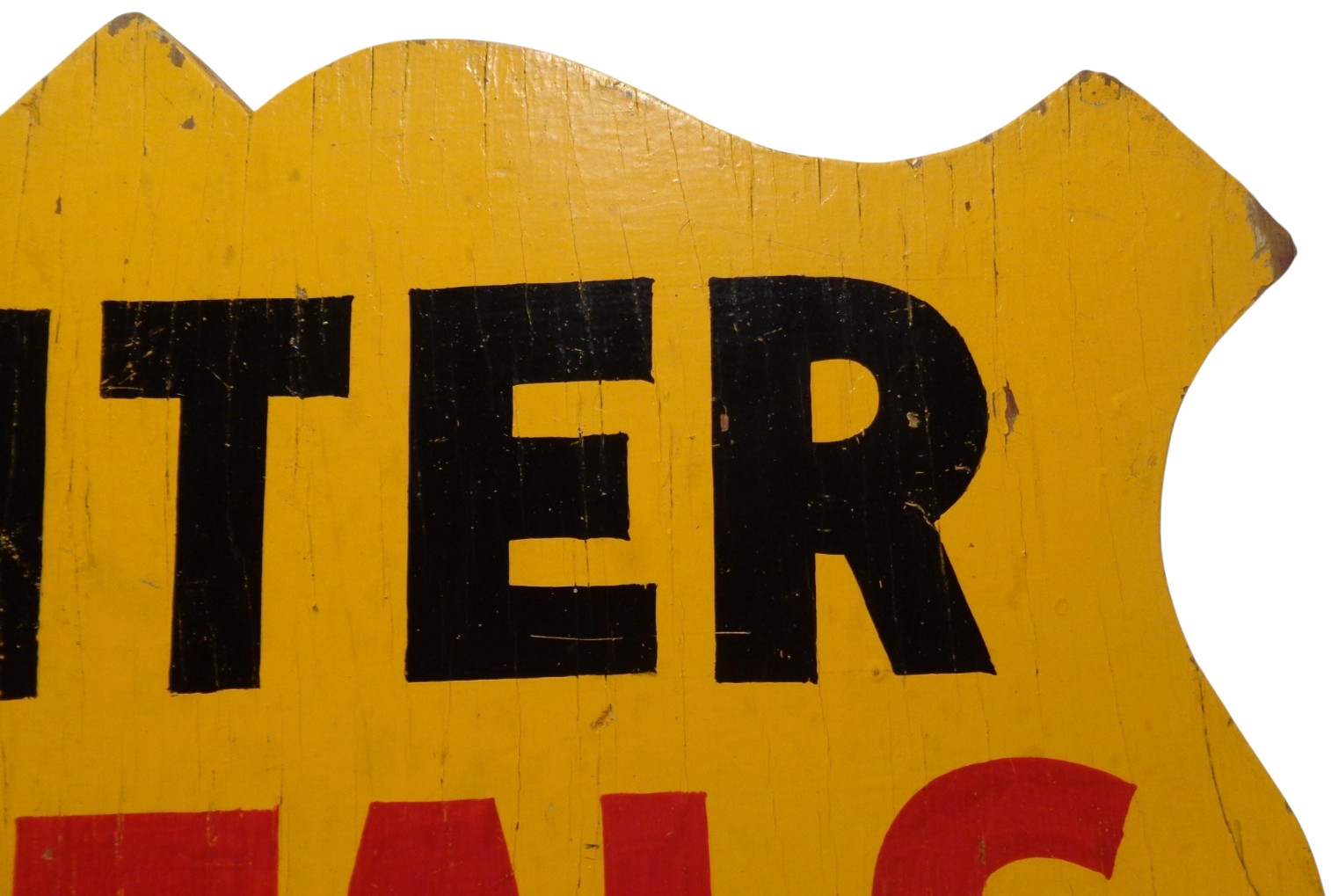 WINTER RENTALS DRIVE IN EARLY-MID 20TH C VINT HAND PAINTED JIG-CUT EDGE WDN SIGN