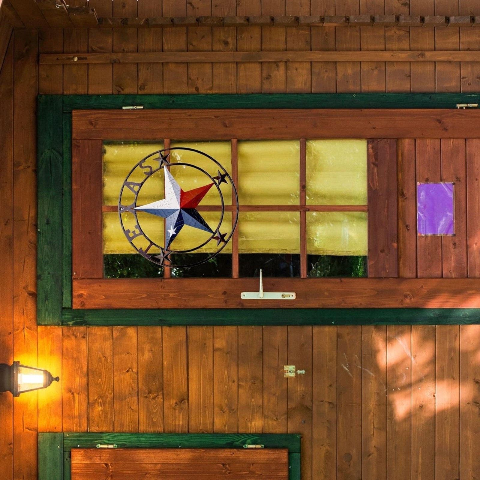 Rustic Metal Circle Texas License Plate Circle Star Wall Hanging Welcome Decor