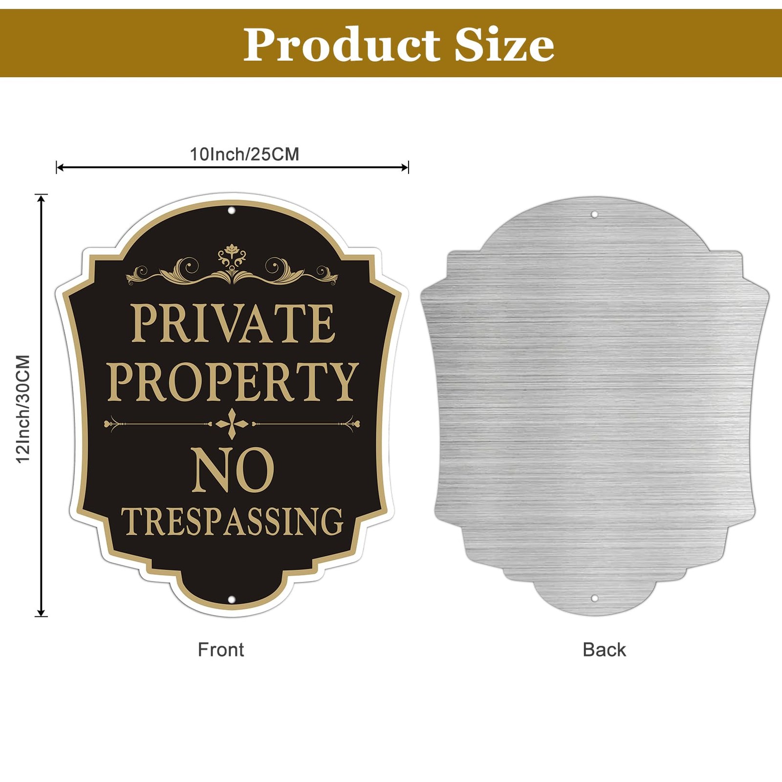 2 Pack Private Property No Trespassing Sign, 12×10 Inch Aluminum Metal Sign, …