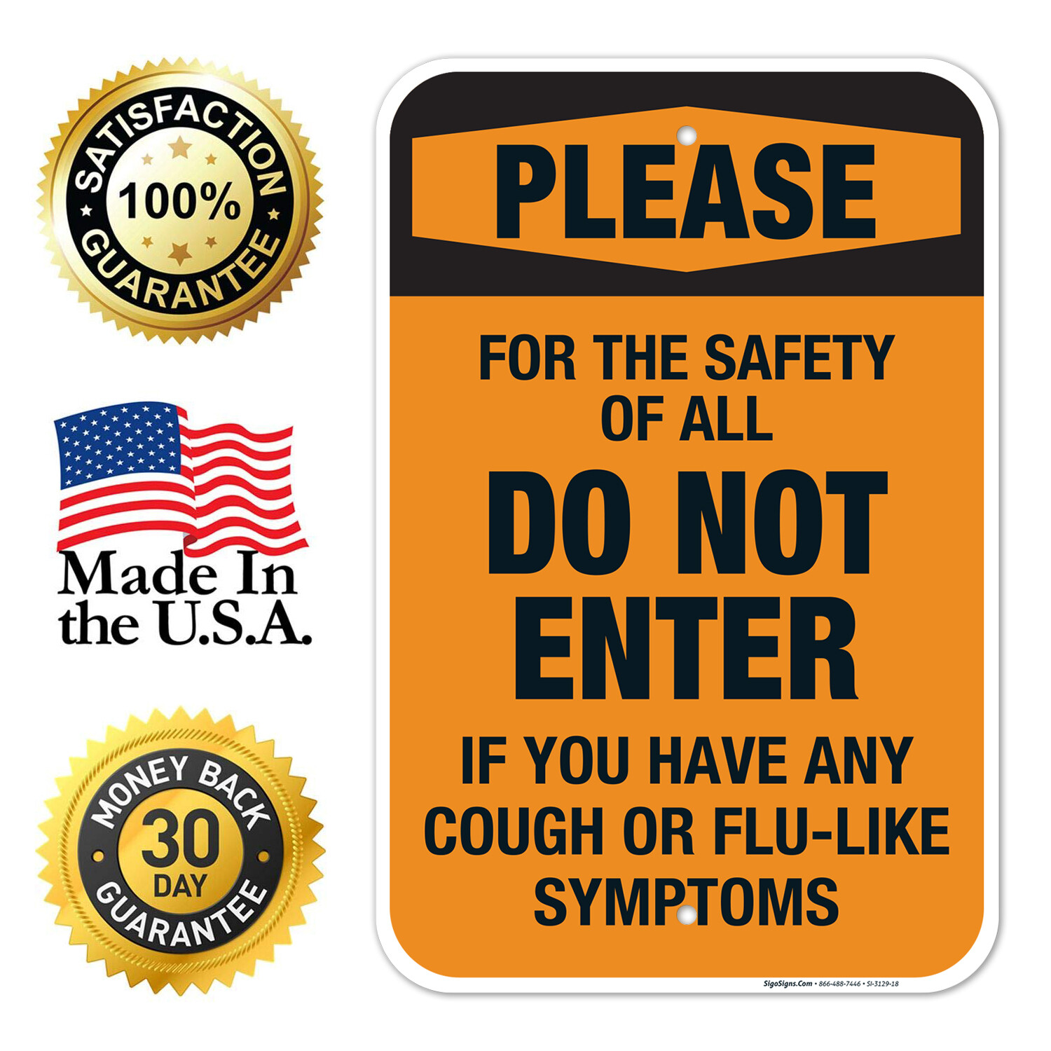 Social Distancing Sign, Do Not Enter If You Have Any Symptoms Sign,