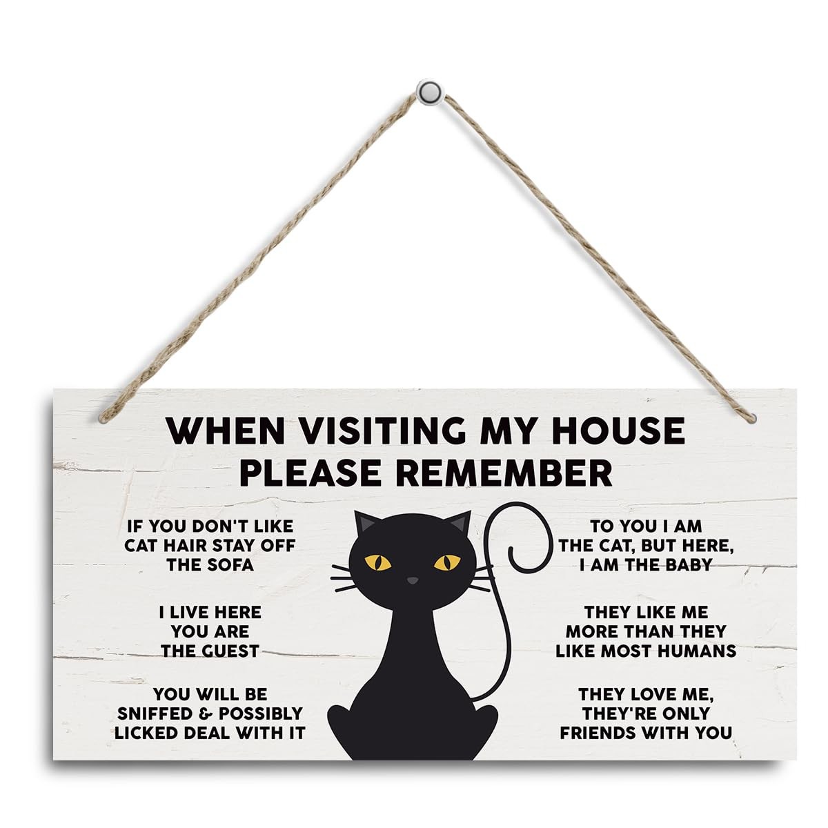 Cat Decor, When Visiting My House Please Remember, Decorative Hanging Wall Pl