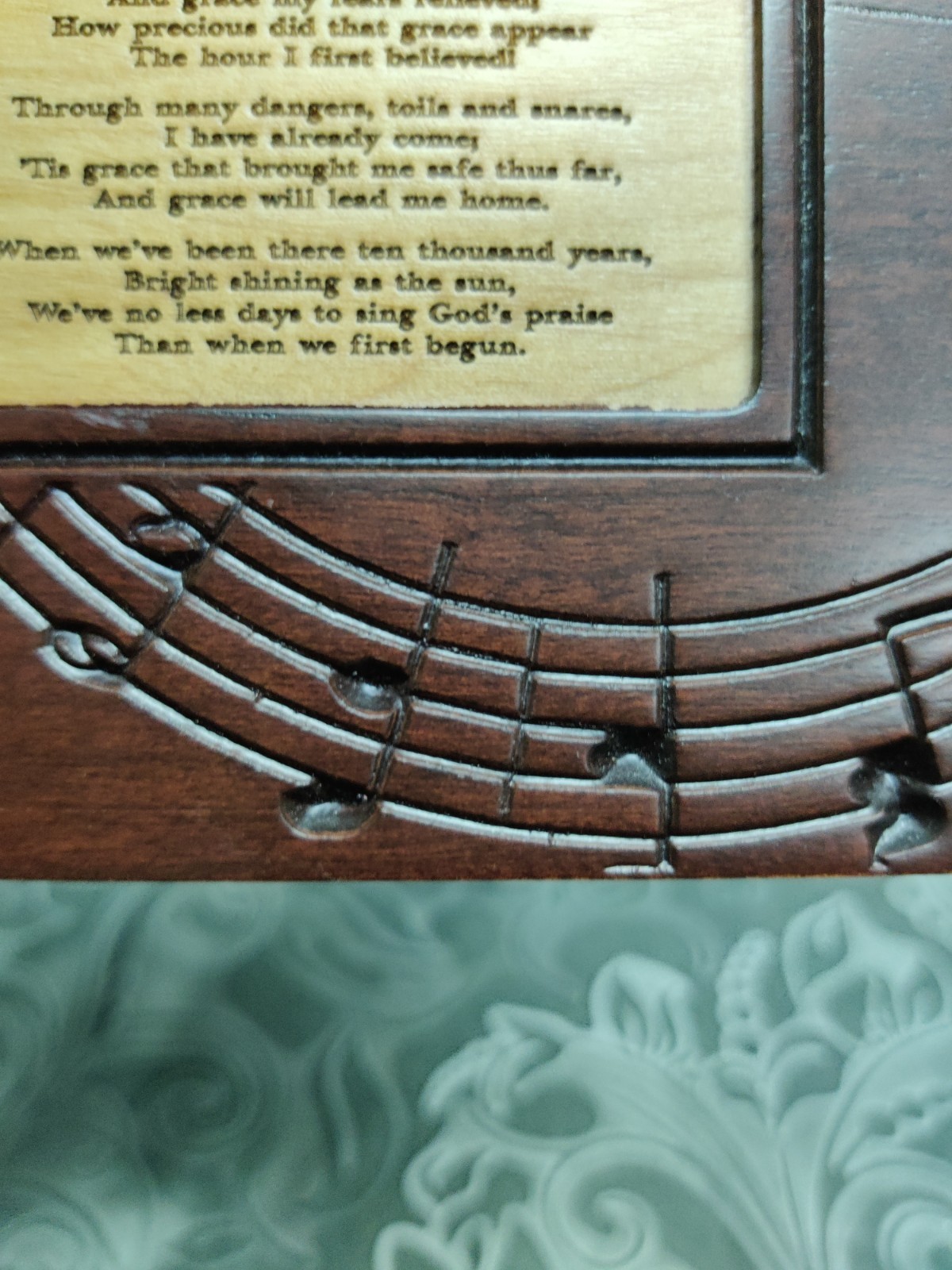 Amazing Grace Hymn Solid Wood Plaque P. Graham Dunn Cherry Wood Amish Handmade