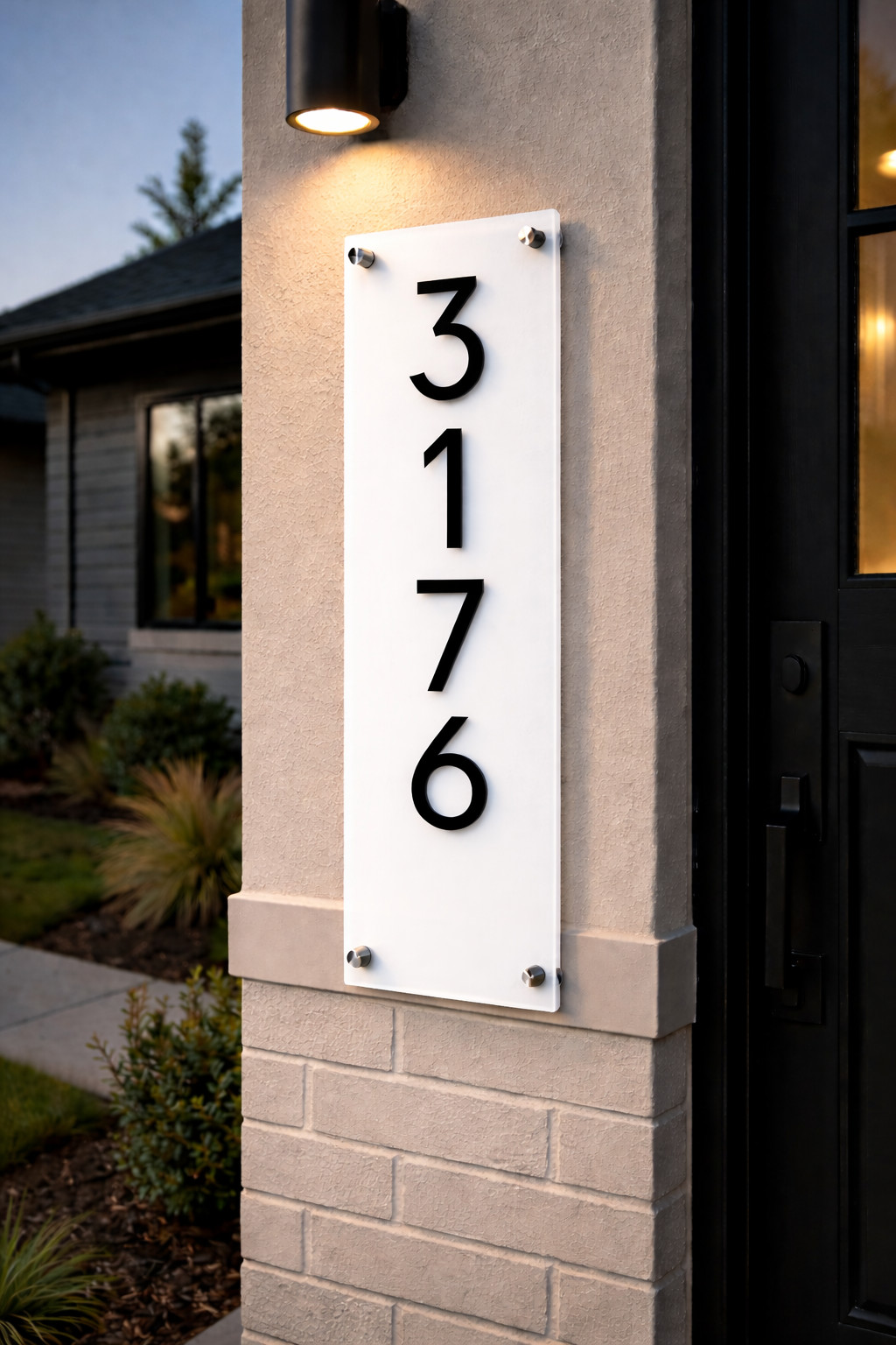 Vertical Address Sign Acrylic House Number Plaque Custom Outdoor Modern