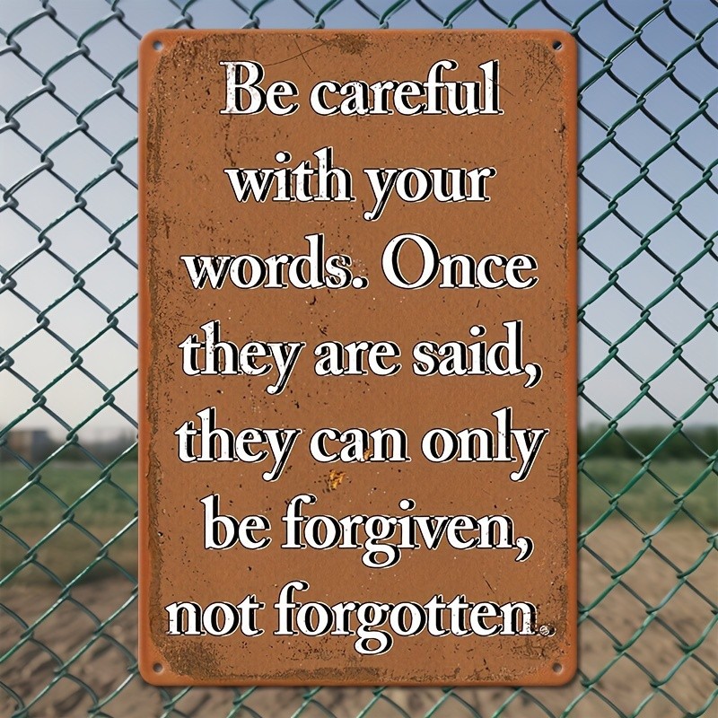 Vintage ‘Be Careful With Your Words’ Quote Metal Sign Inspirational Home Decor