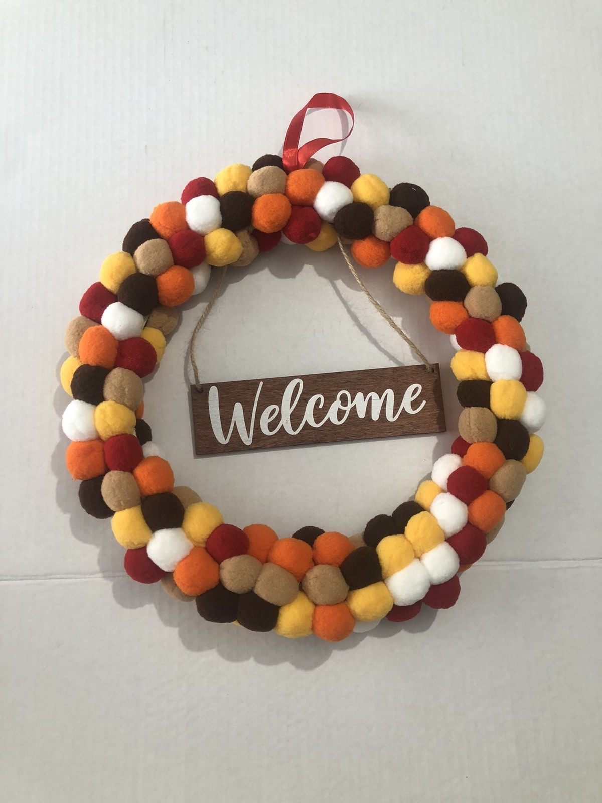 Home Decor Welcome Sign Orange Brown White S1D23