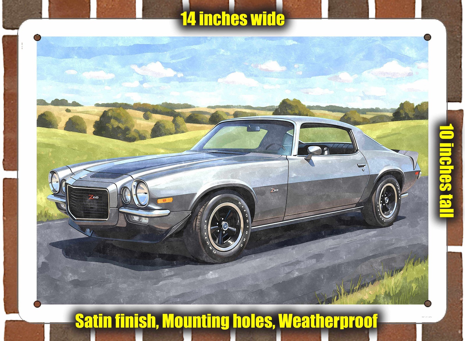 Metal Sign – 1970 Chevrolet Camaro Z/28 RS 2 Watercolor – 14×10