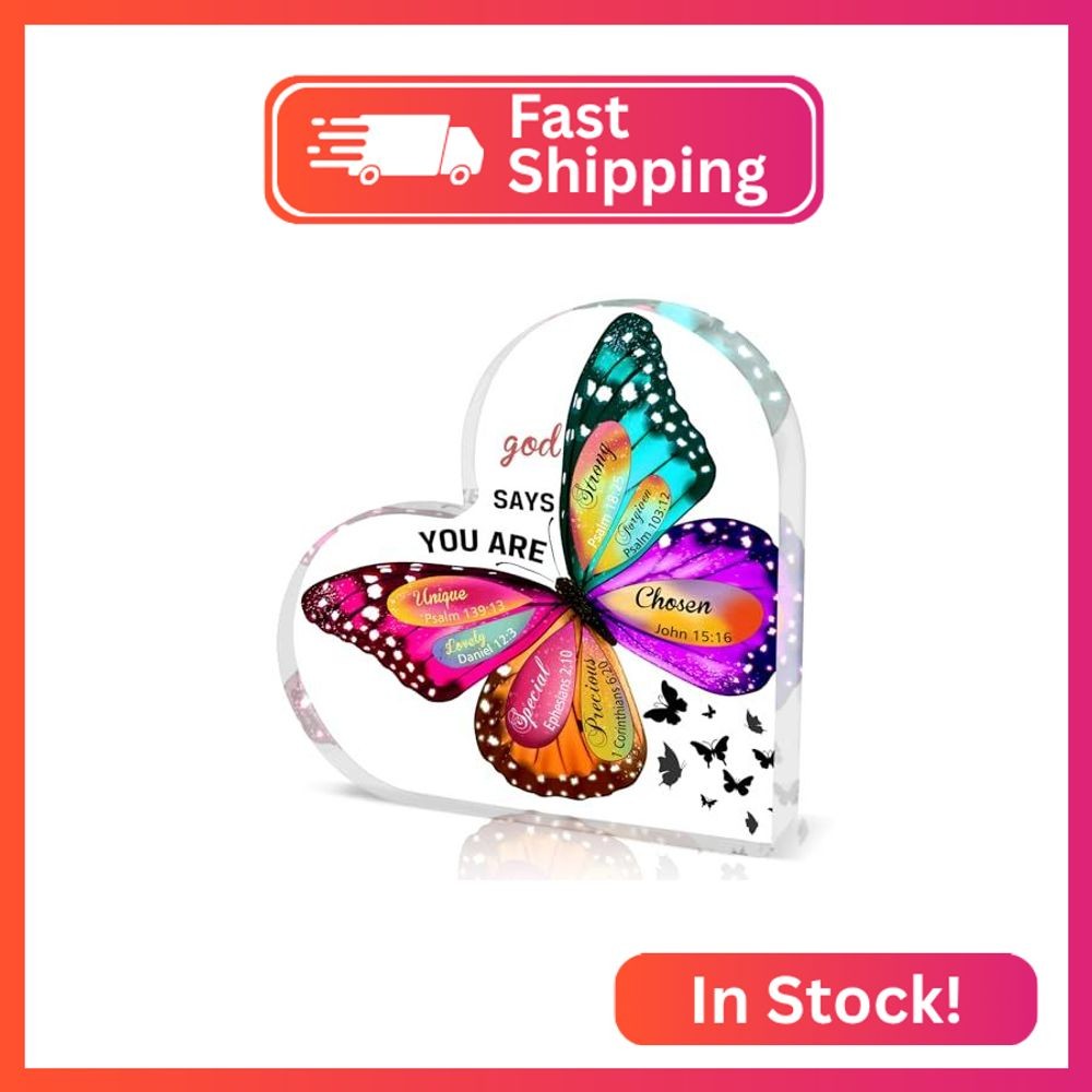 TAGDANK Vintage Butterfly Acrylic Religious Decorative Sign, Inspirational Chris
