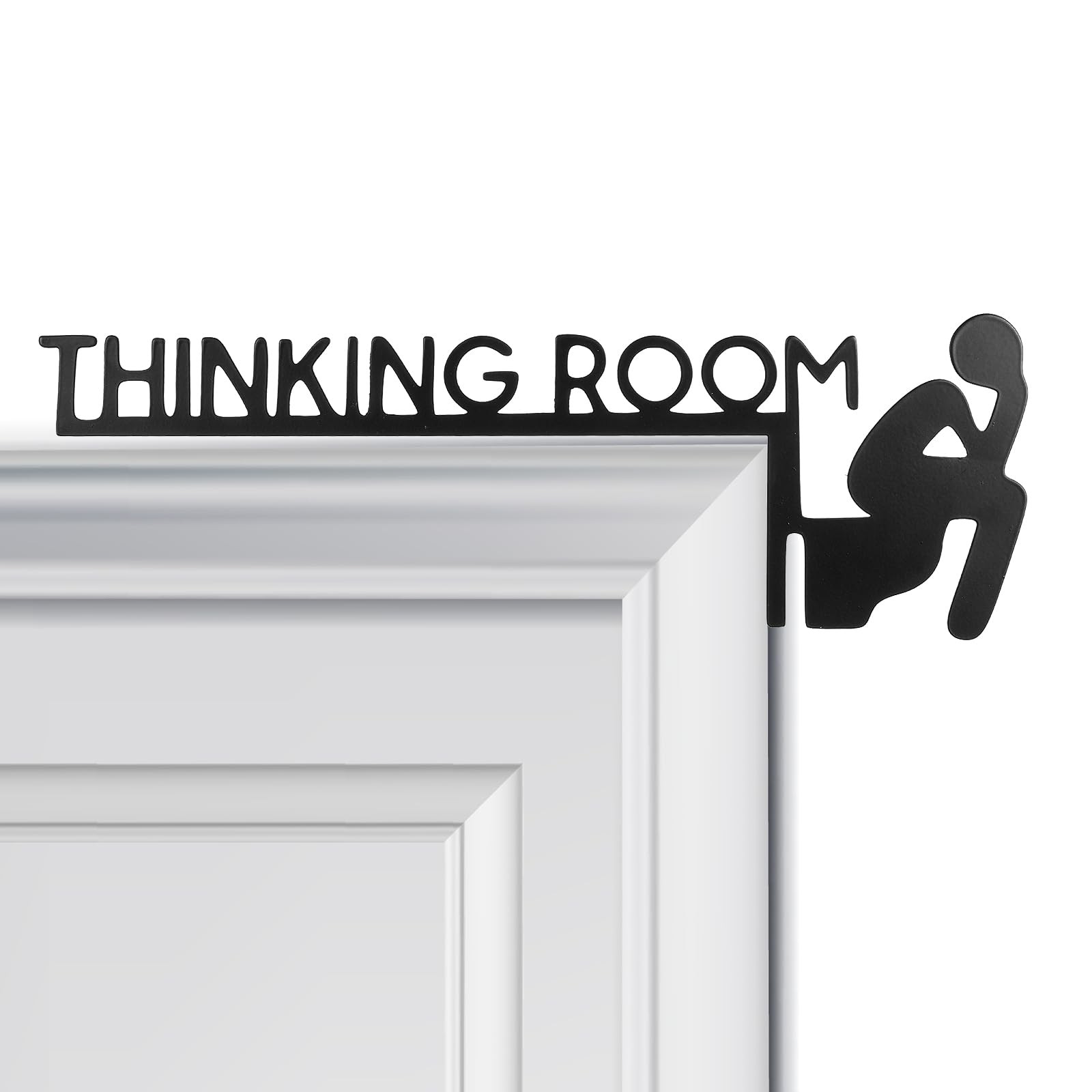 Funny Bathroom Wall Art, THINKING ROOM Humorous Metal Toilet Sign, Black Iron…