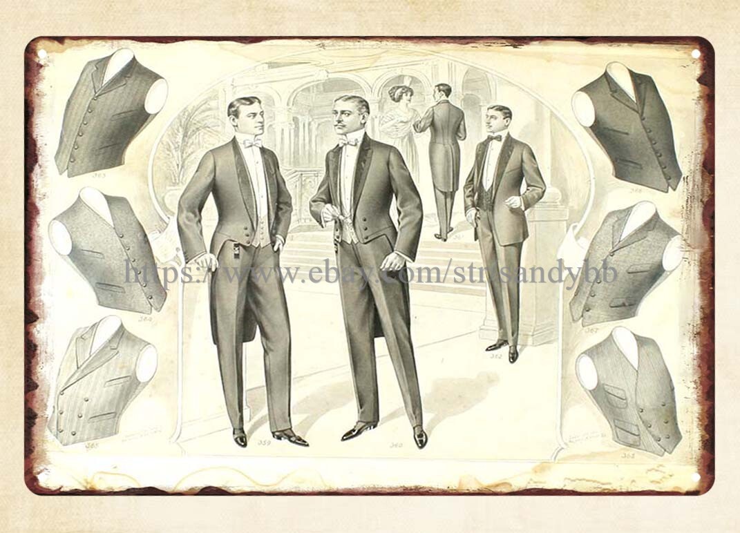 Early Tailored Suites Ad metal tin sign collectible reproductions