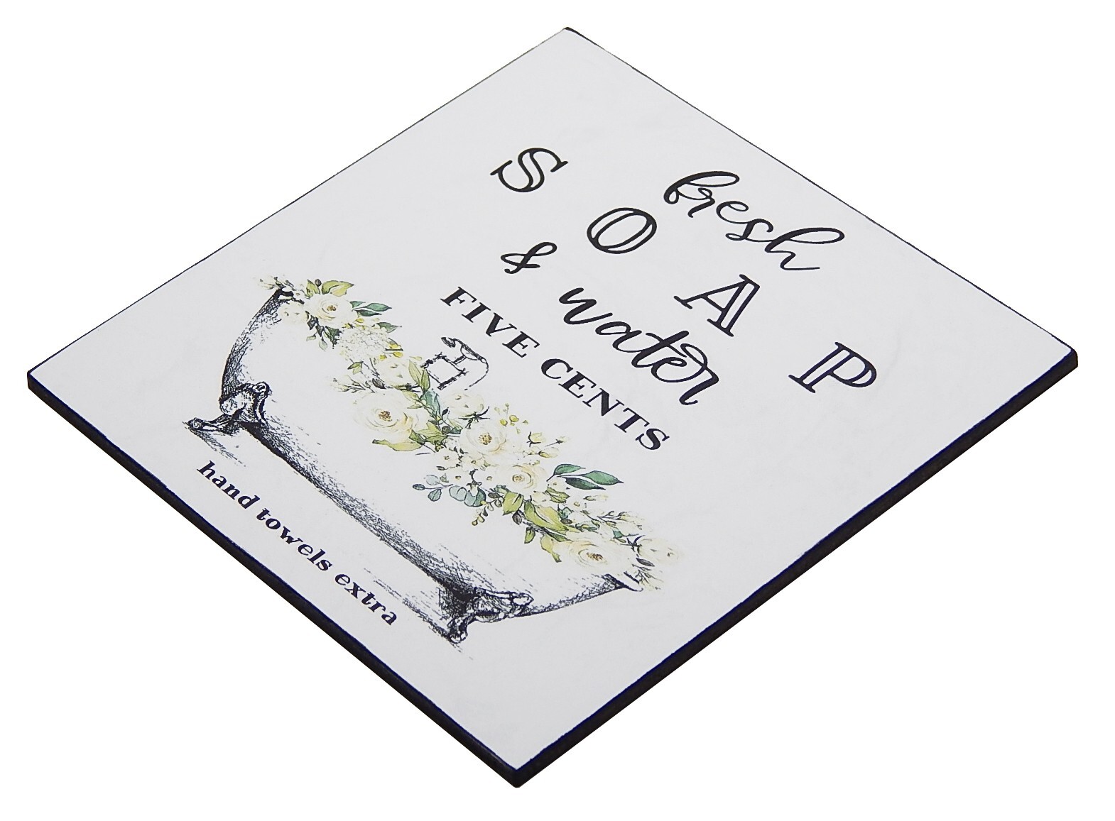 Fresh Soap & Water Bathroom Toilet Sign Shelf Sitter Wall Art Decor Print 5″x5″