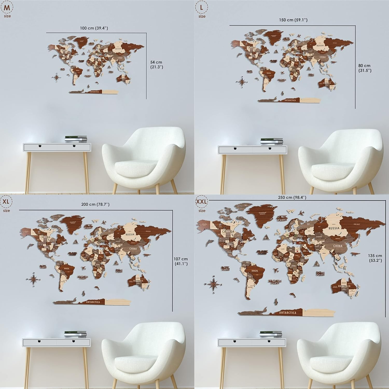 3D Wooden World Map Wall Decor – Perfect Gift for Travelers and Home Decor