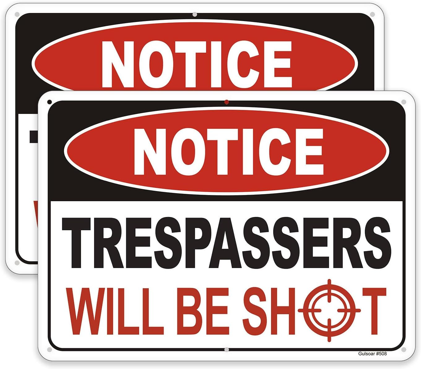 Private Property Warning Sign 2 Pack Reflective Aluminum 10 x 7 No Trespassing