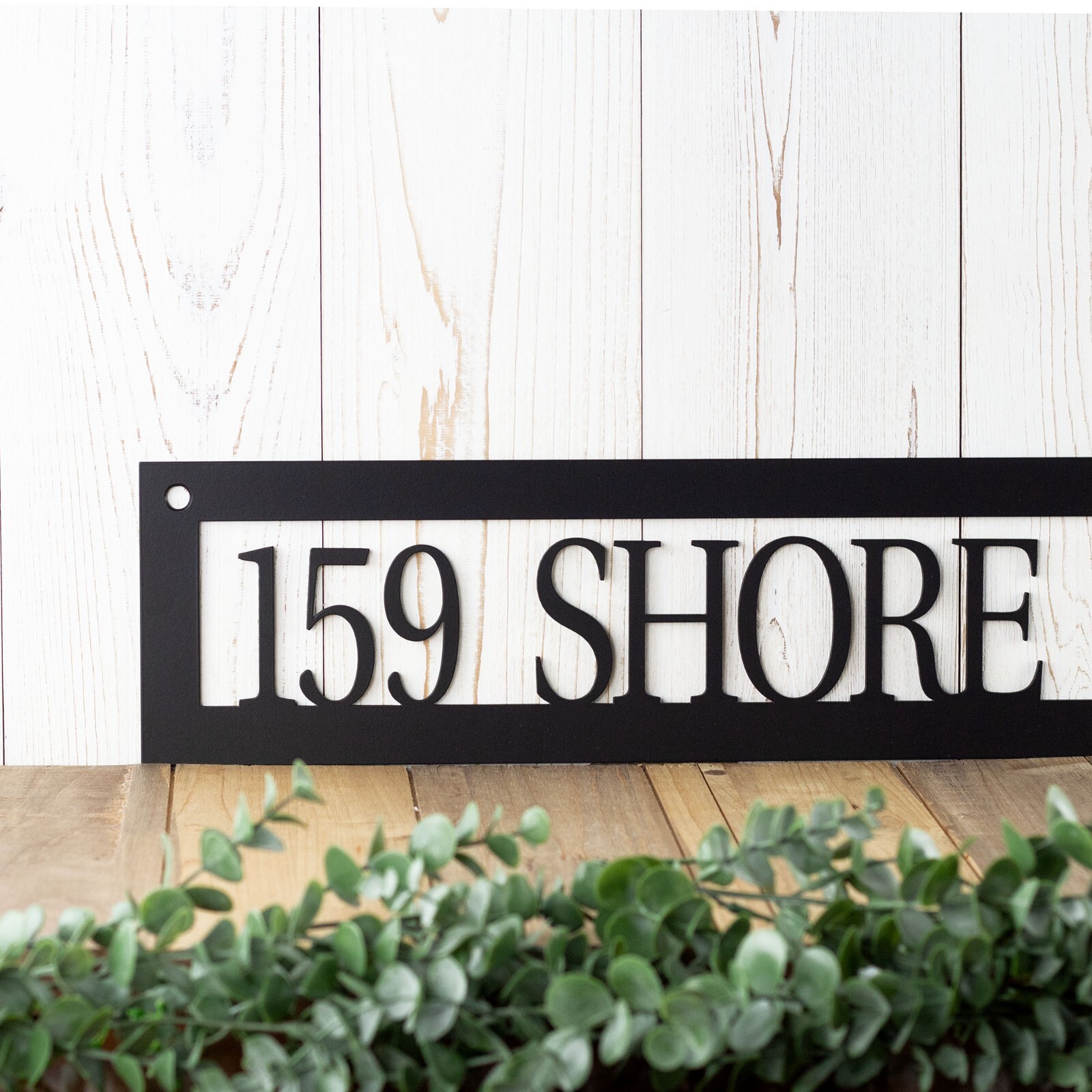 Personalized Horizontal Hanging Metal Address Sign, Custom Rustic House Number