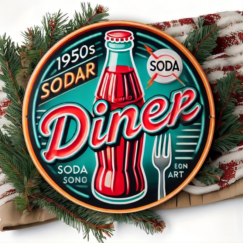 Vintage Cola Bottle Themed Tin Metal Signs, 8×8 Inches, Iron Wall Decor for Cafe
