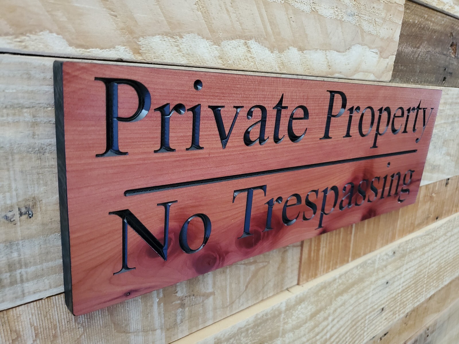 Private Property No Trespassing Sign Carved Wood Outdoor Posted Land Owner