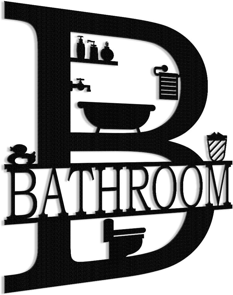 Metal Bathroom Wall Decor, Farmhouse Metal Bathroom Wall Art, Funny