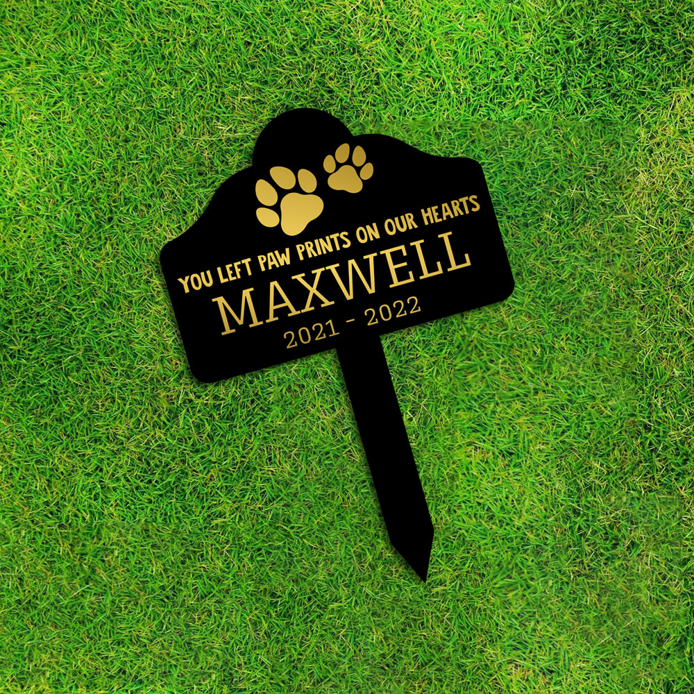 Personalized Pet Memorial Acrylic Plaque Stake Grave Marker You Left Paw Prints