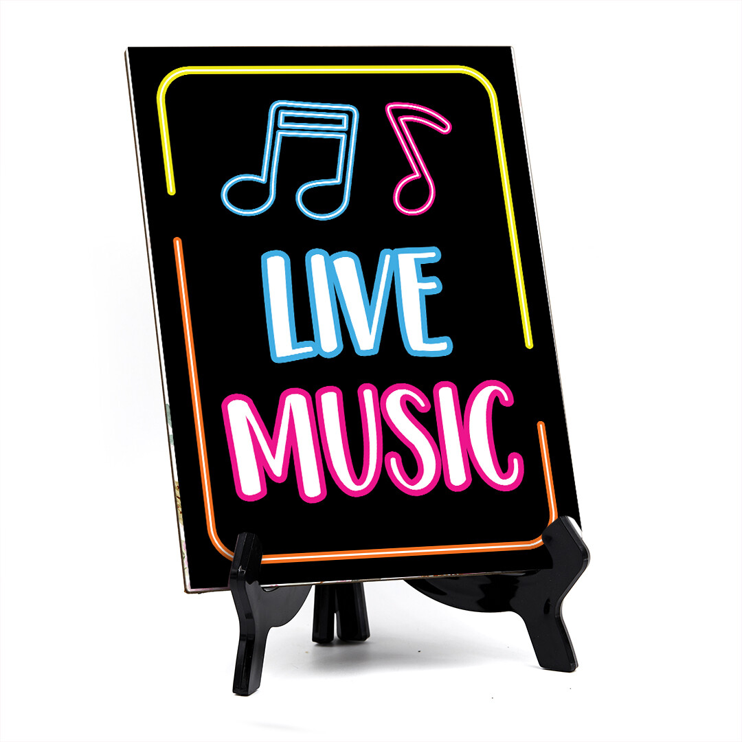 Signs ByLITA Live Music Table Sign with Acrylic Stand (6×8“)