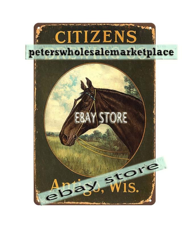 beer horse Citizens Brewing Antigo Wisconsin 1900s tin sign
