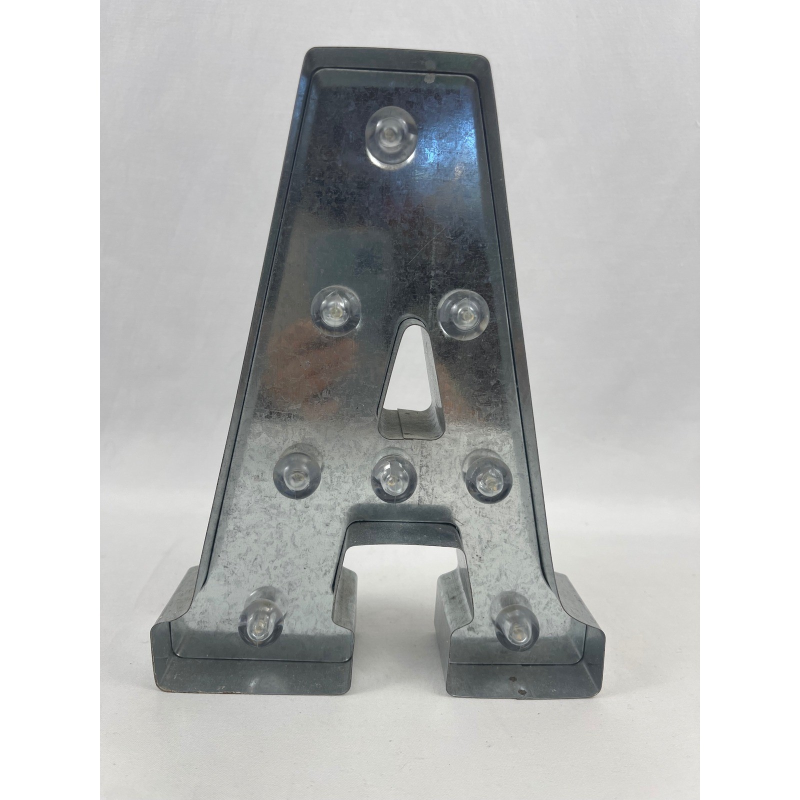 Unbranded Marquee Letter A Silver Galvanized Metal LED Battery Light 10″