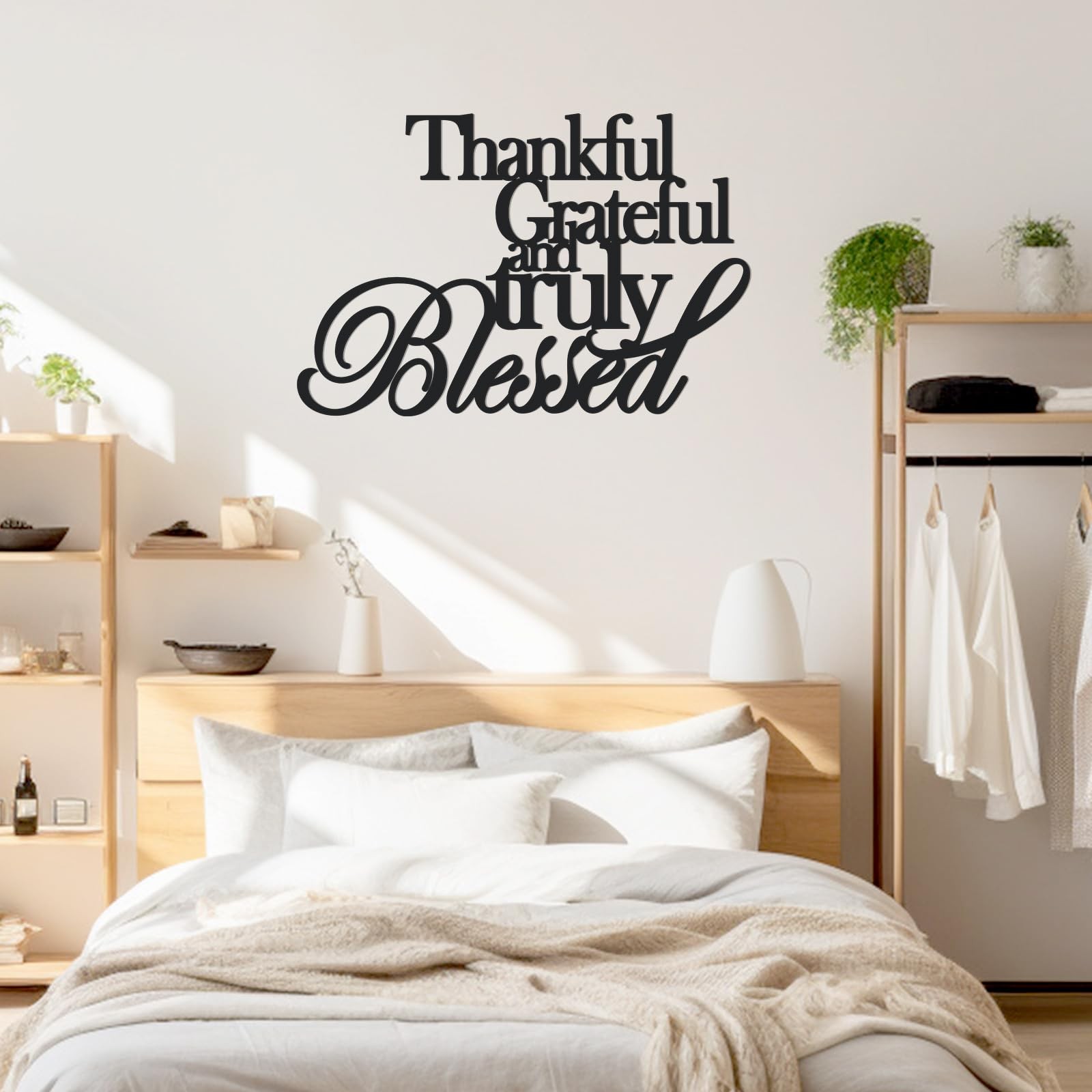 KOYILTD Classic Thankful Grateful Blessed Wall Decor – Black Medium,