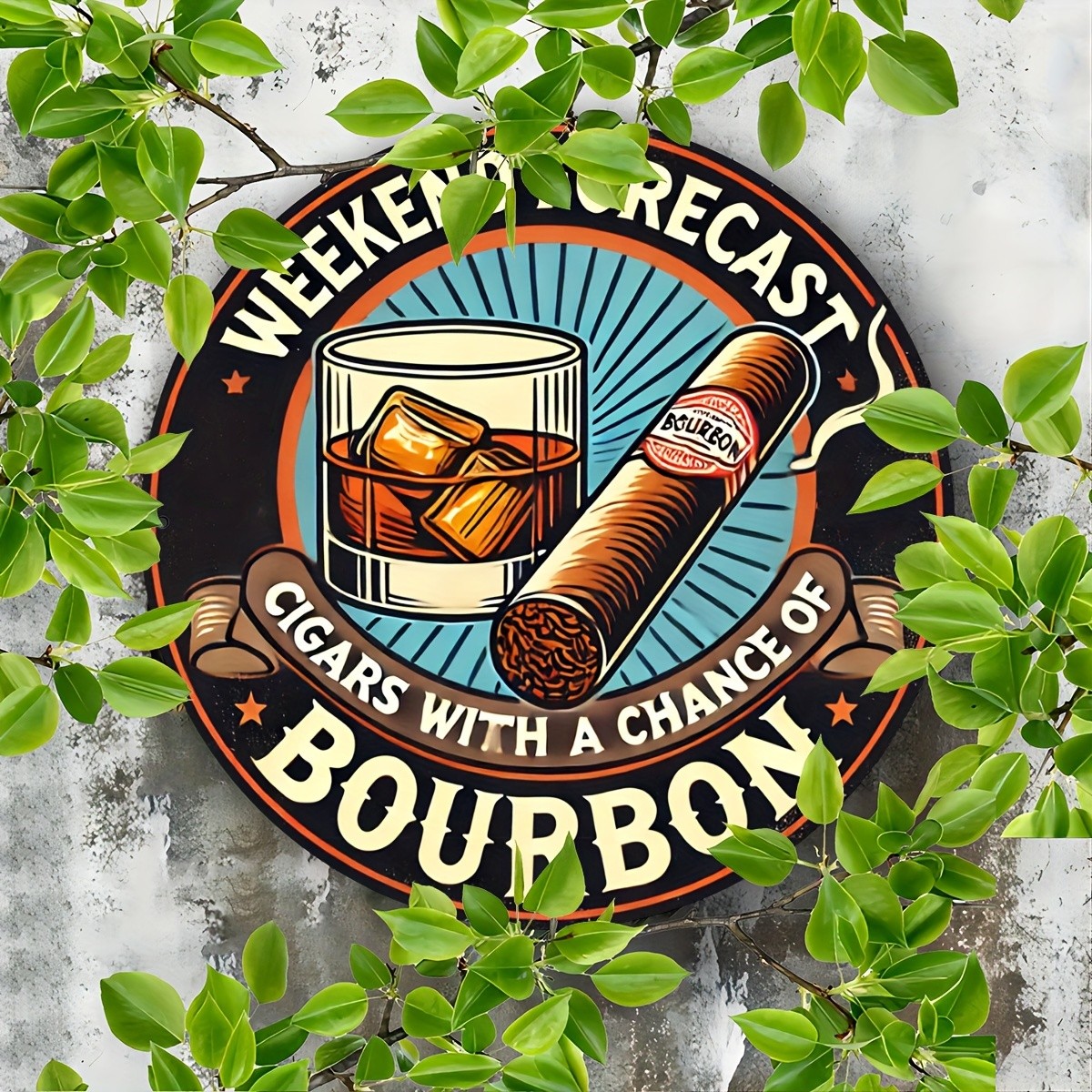 1pc, 8X8 Inches (20X20Cm), Vintage Bourbon & Cigar Tin Metal Signs, Retro Wall A