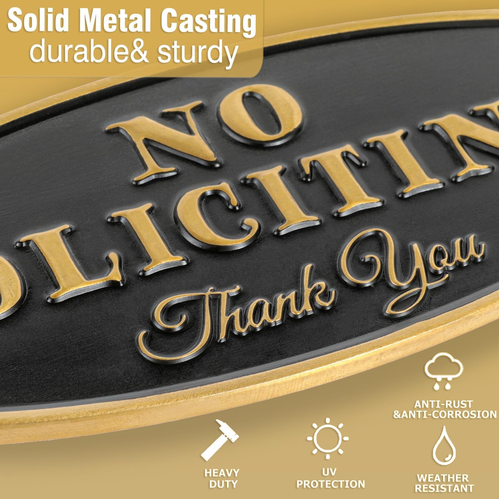 Brass No Soliciting Sign for House Office – No Soliciting Sign for Front Door…