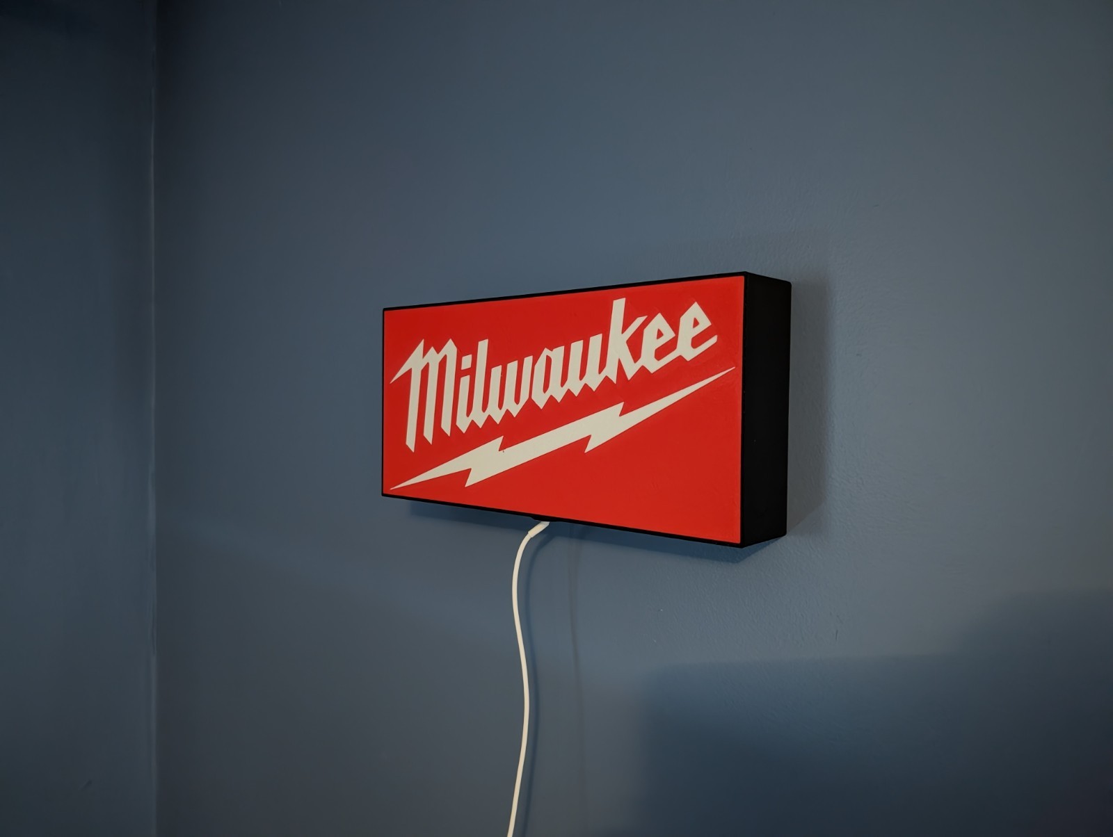 Milwaukee LED Light Box Sign – Tool Wall Art Garage Home Art Decor