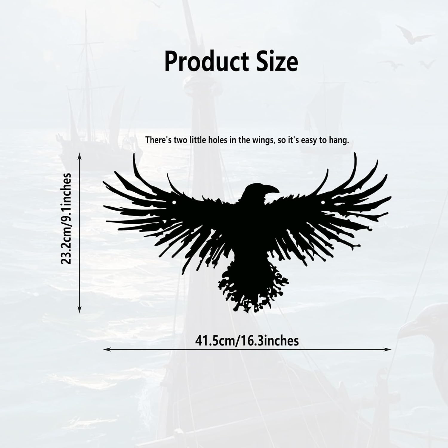 Metal Viking Raven Wall Art Norse Mythology Crow Wall Decor with Gothic