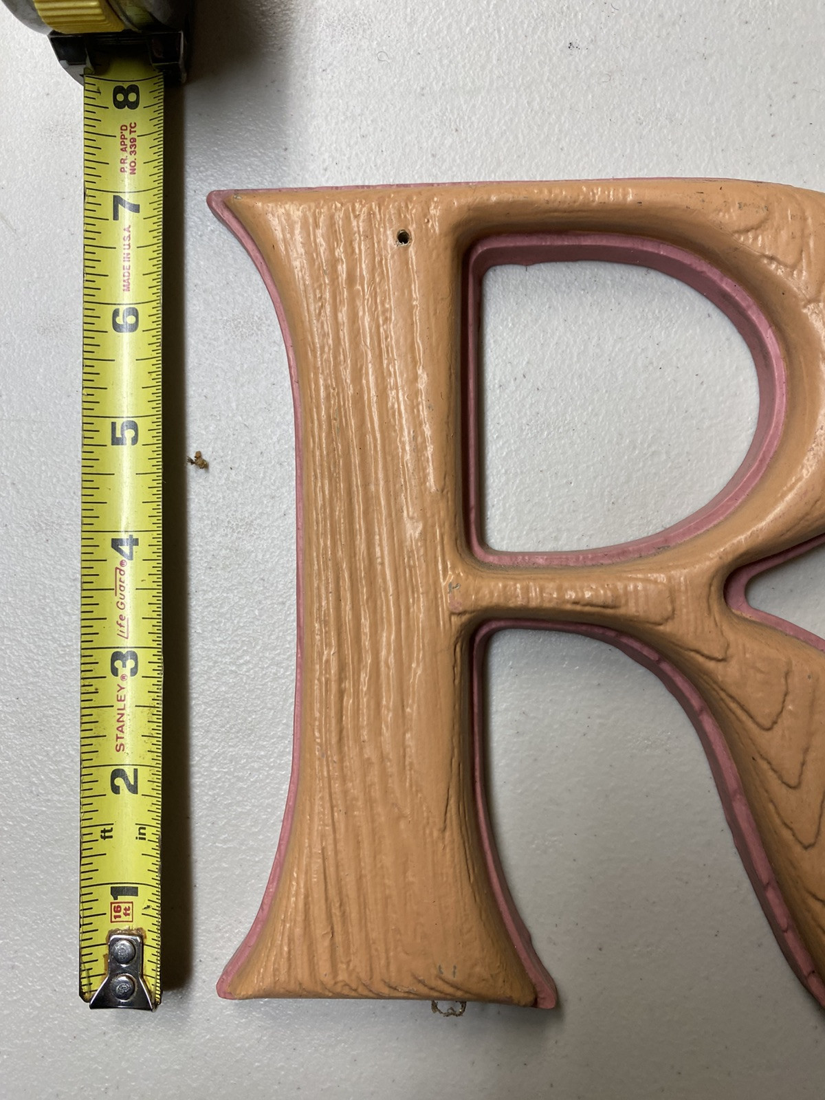 Vintage 7″ Decorative Letter “R” Gerber Industries Wood Grain
