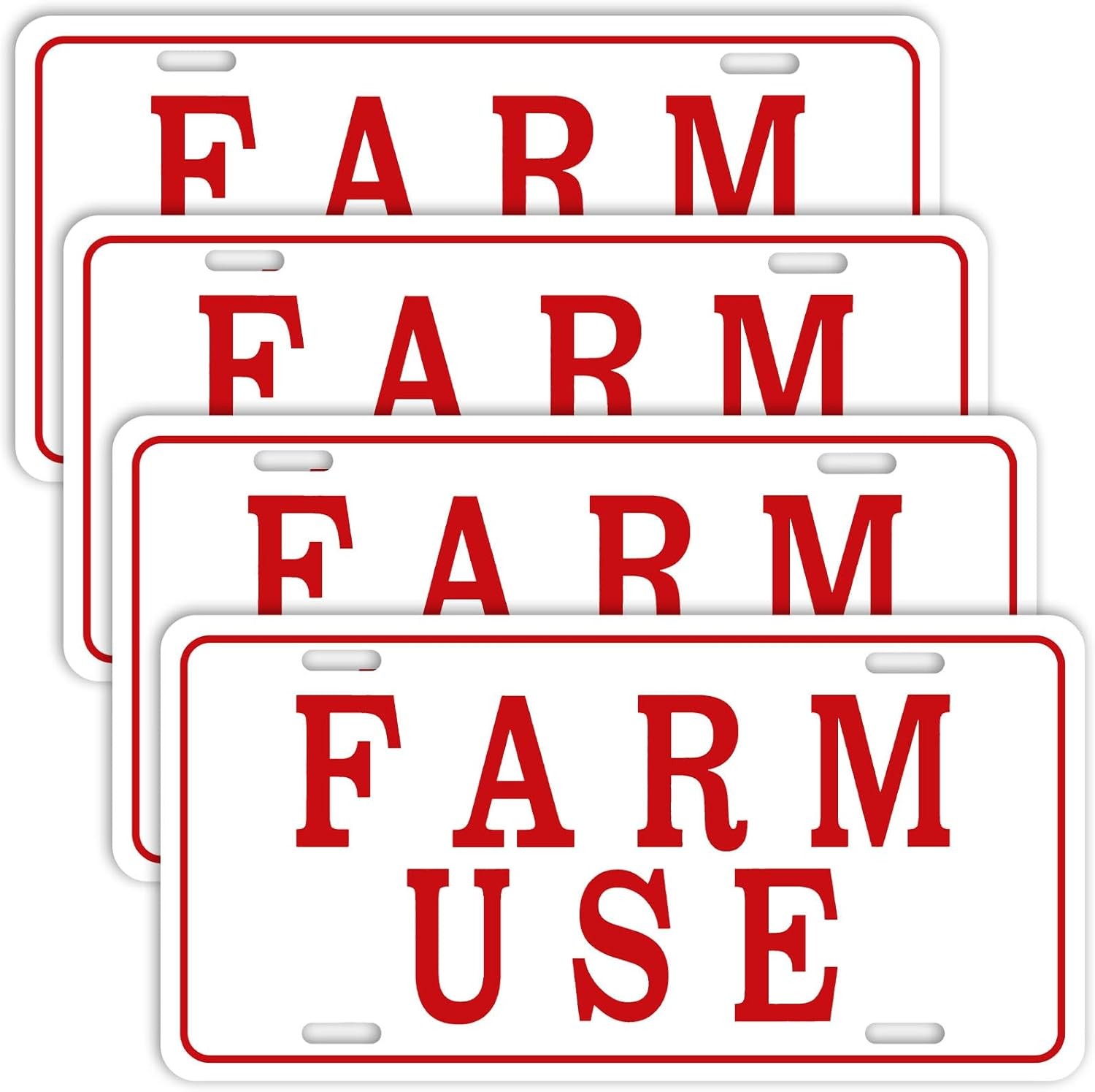 Blulu 4 Pieces Farm Use ID Tag Sign Aluminum Reflective Rust red, white