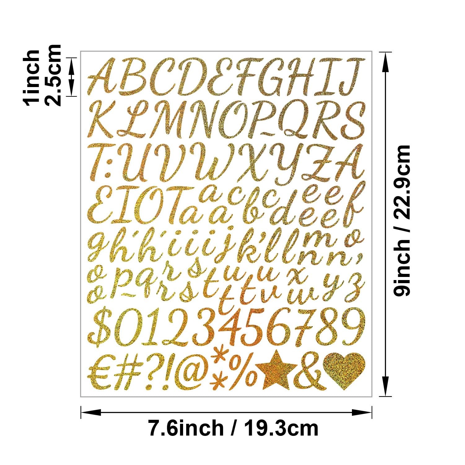 8 Sheets Letter Stickers 840 PCS Gold Glitter Script Alphabet Stickers 1 Inc…