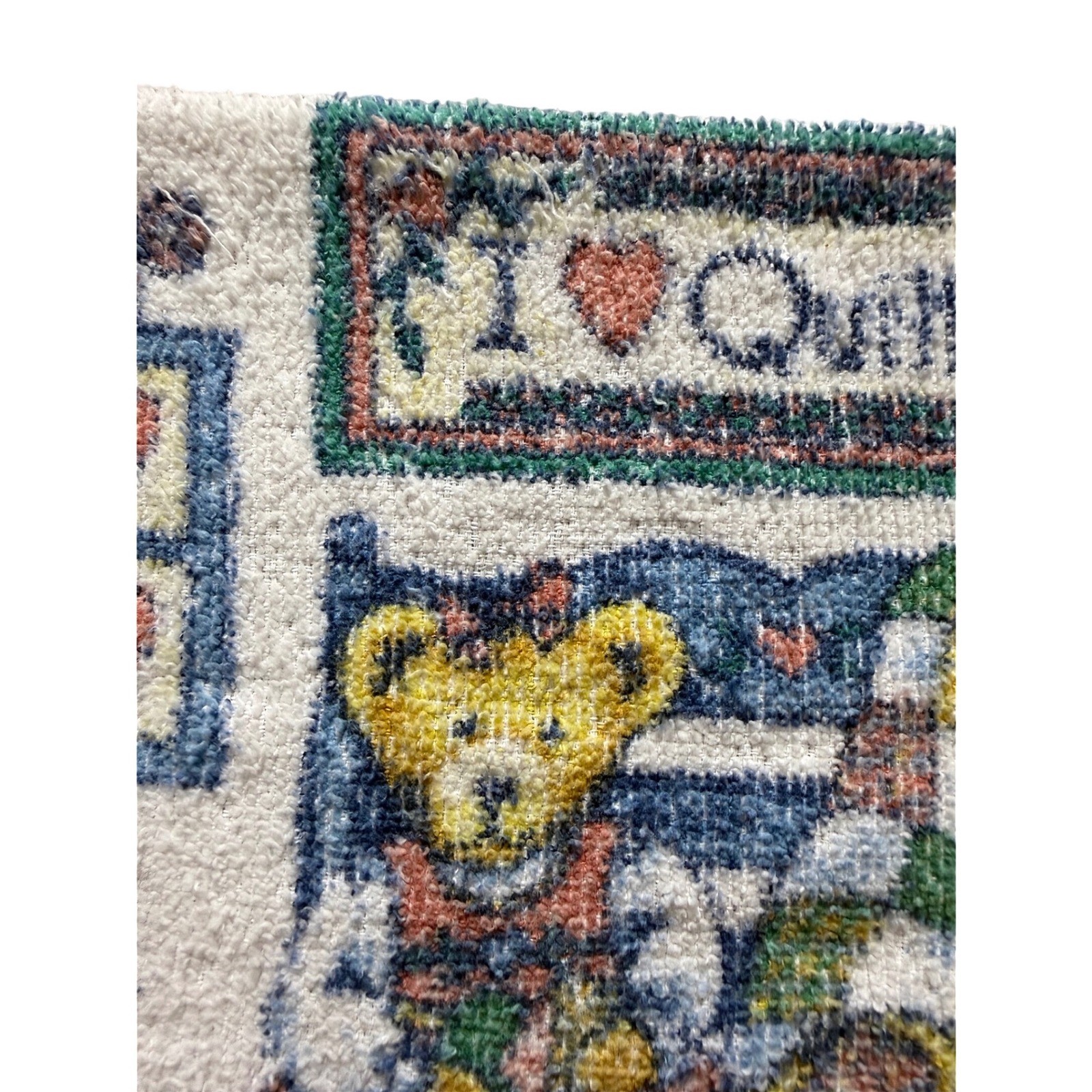 Vtg Cottagecore Grandmacore Teddy Bear Home Sweet Plaque & Love Quilts Towel Lot
