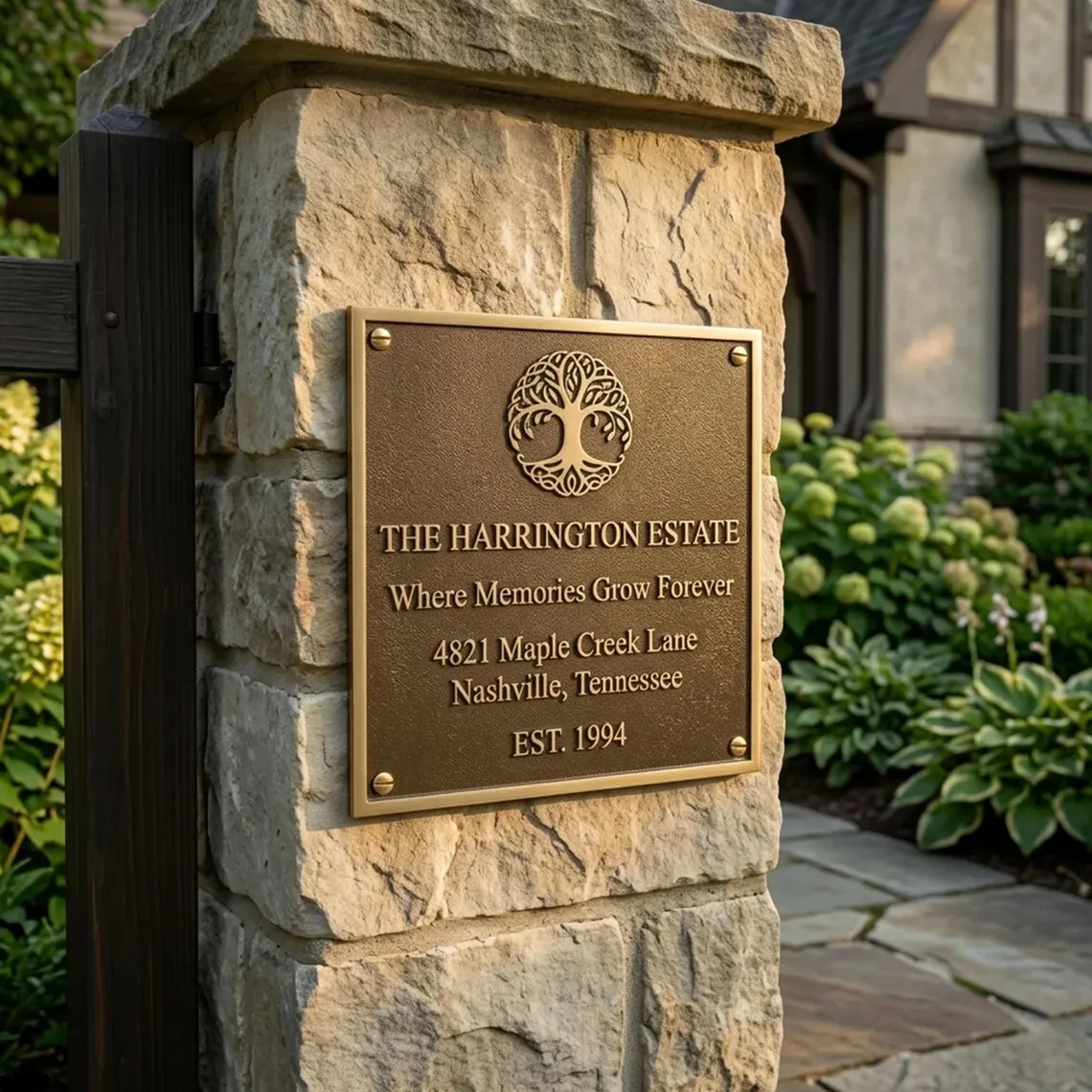 Custom Bronze Memorial Plaque, Personalized Garden Marker, Outdoor Name Plate