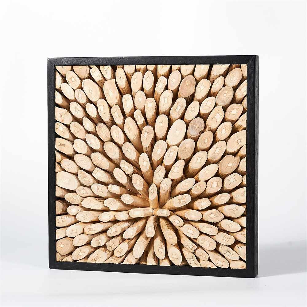 3D Sunburst Teak Wood Wall Art 17″x17″ Handmade Rustic Home Decor Farmhouse
