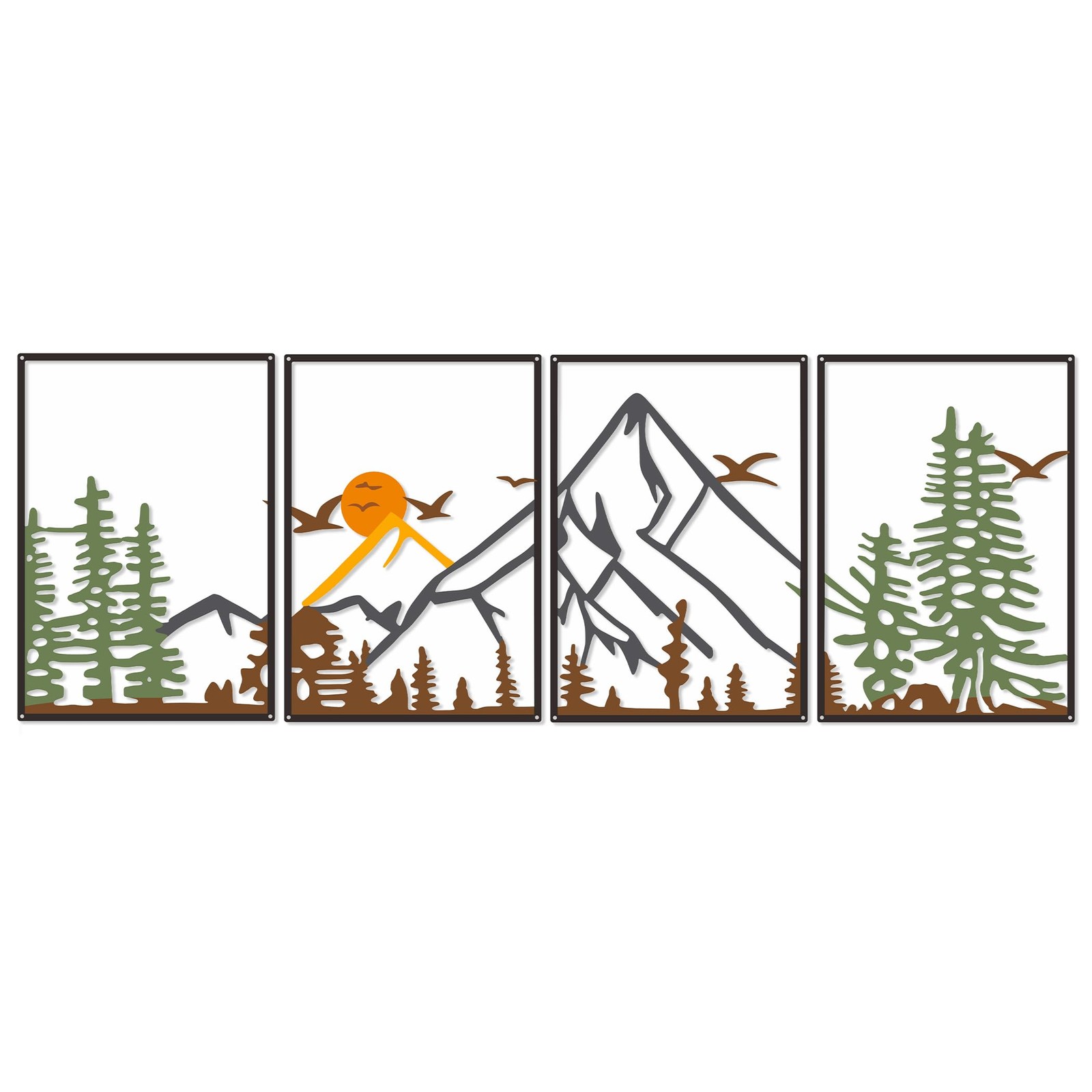 Colorful Metal 47.24 x 15.7 inch Mountain Wall Decor – Minimalist Wall Art fo…