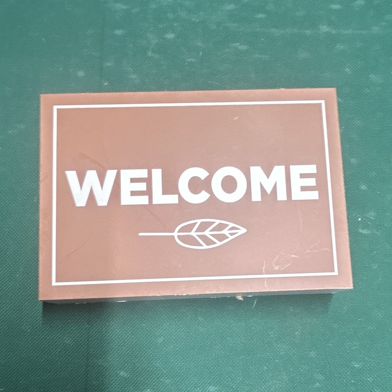 WELCOME Decorative Wood Plaque Sign, Rectangle, Brown White, Horizontal