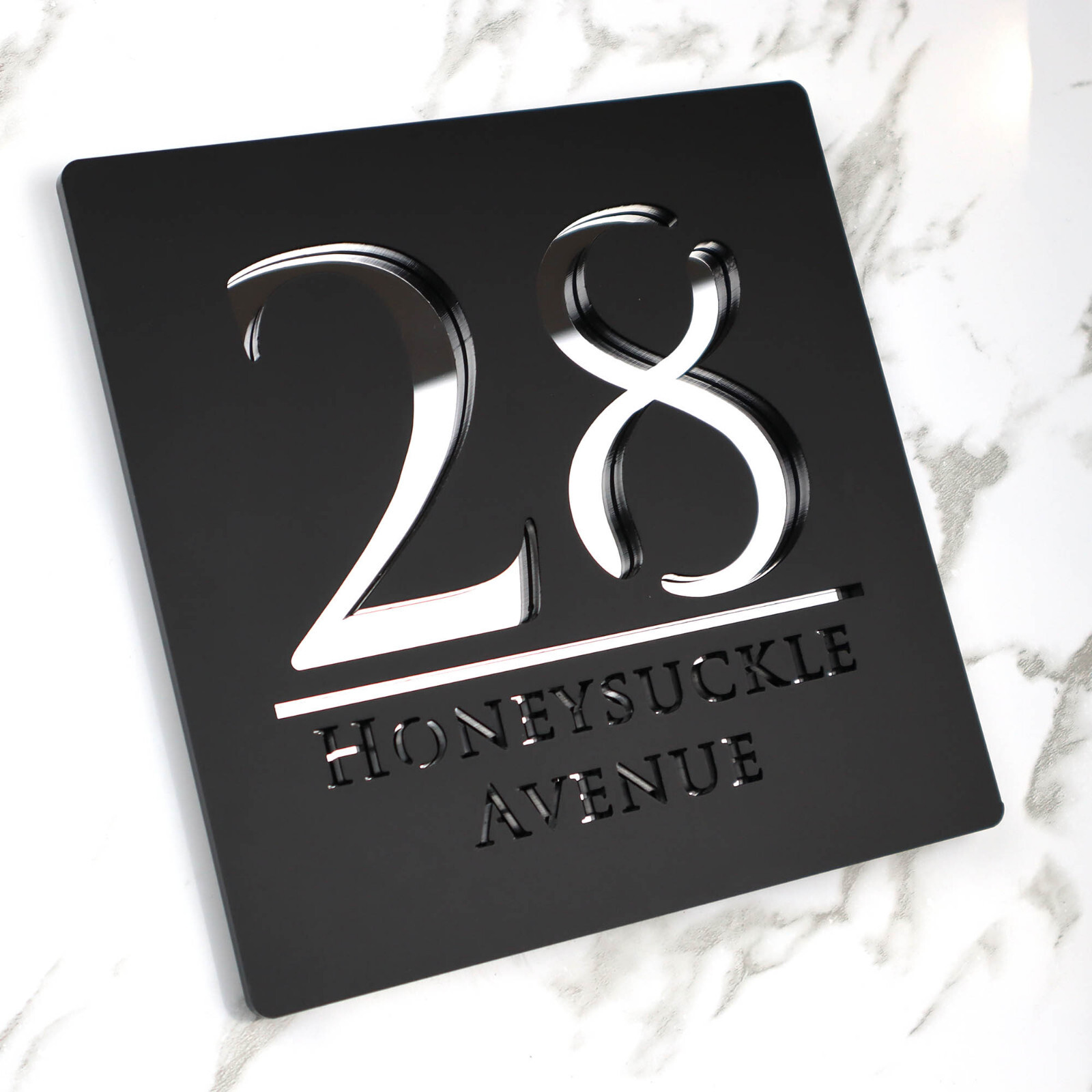 Laser Cut 3D House Signs Plaques Sign Door Number Matt Black Mirror