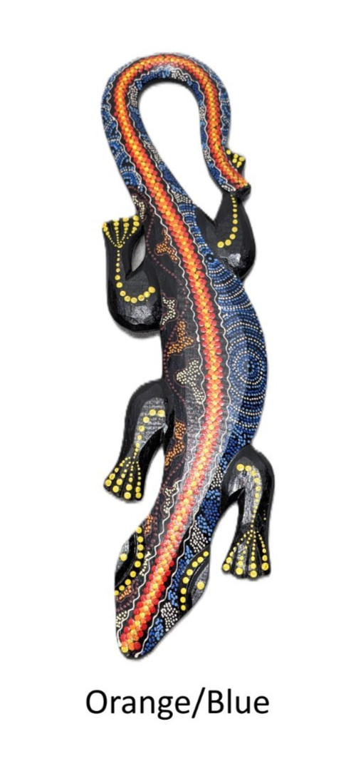 Hand Painted Gecko Wall Hanging Aboriginal Dot Art 19.5″ Assorted Color