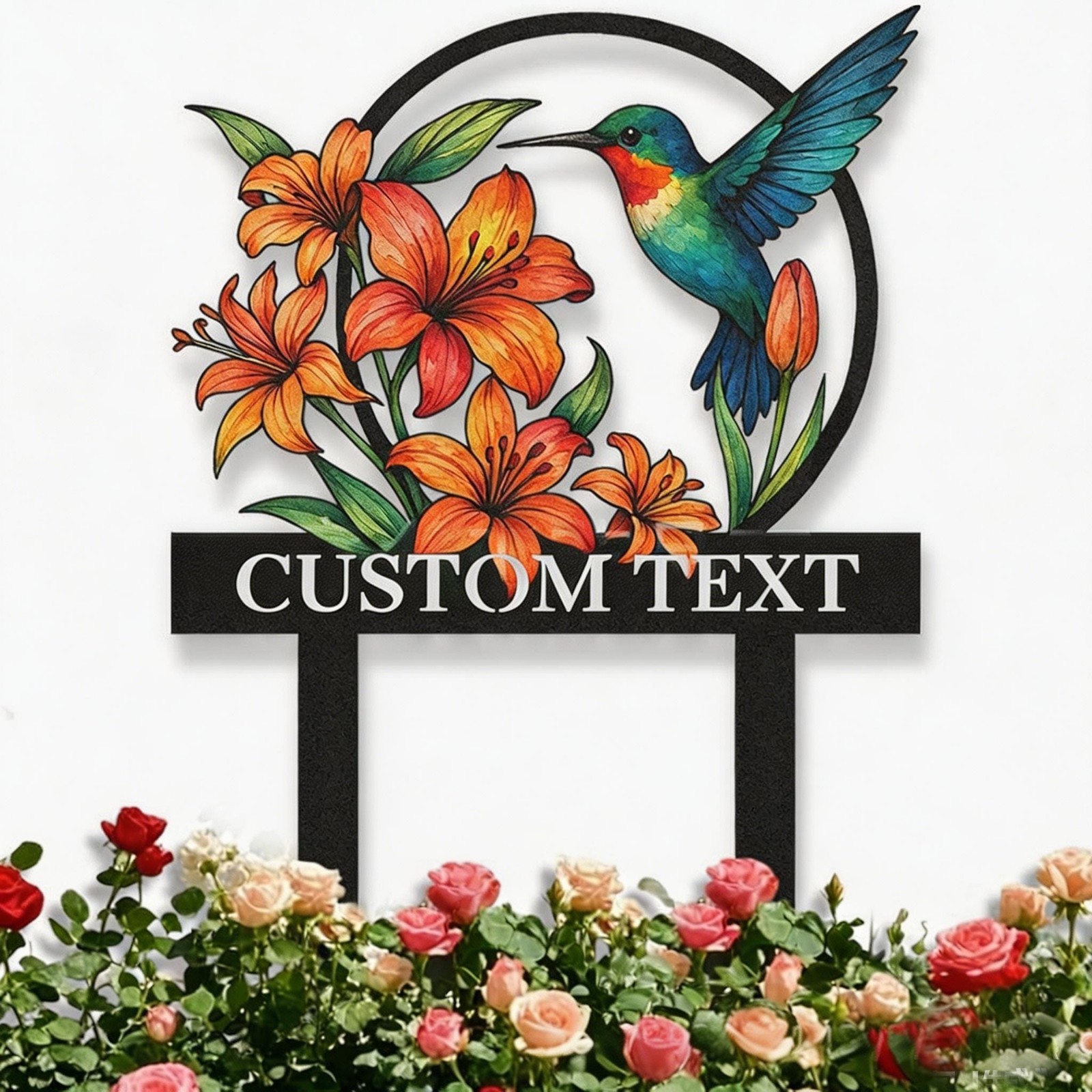 Personalized Garden Metal Sign Flowers Birds Custom Name Sign Yard Art Gift