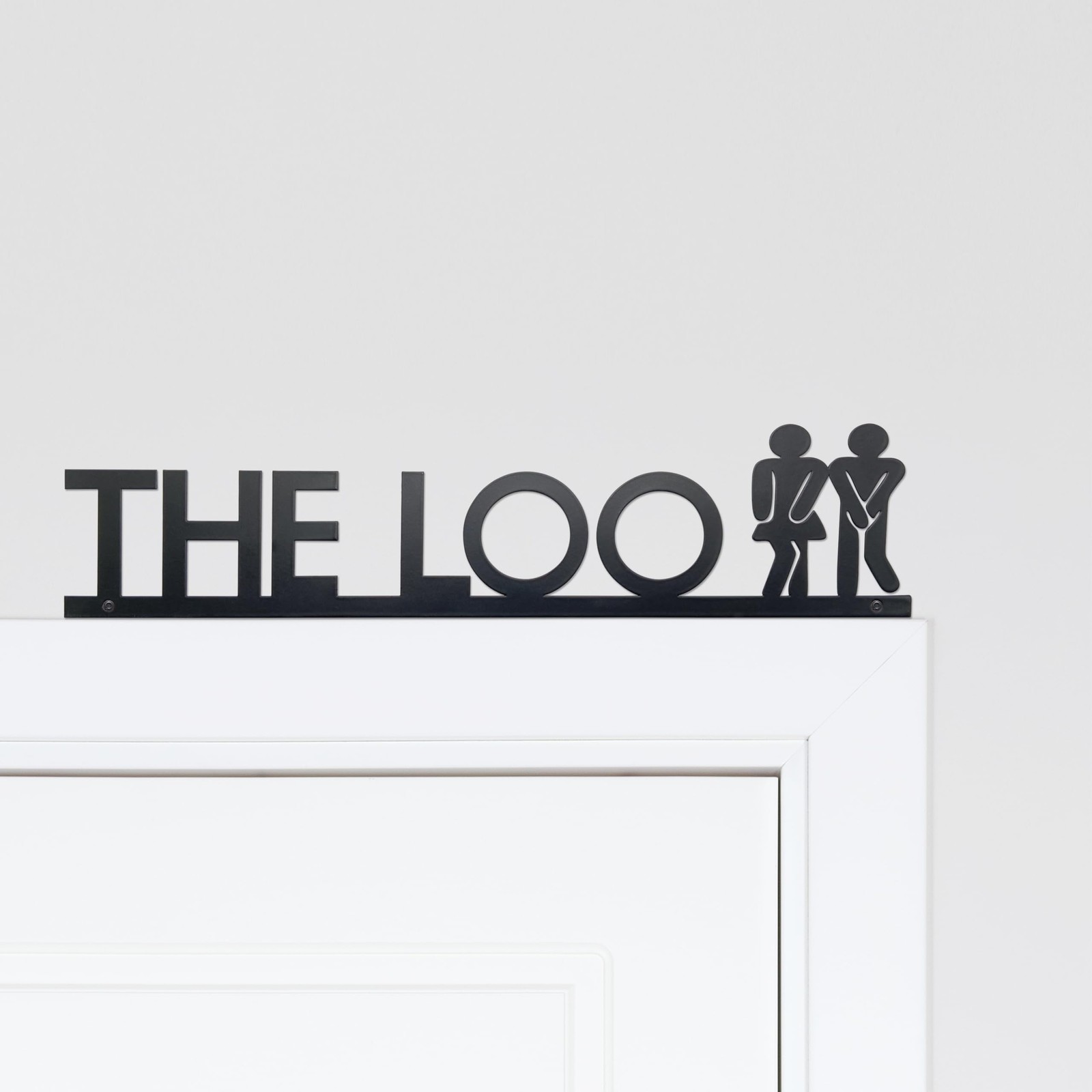 Funny The LOO Sign Unisex All Gender Humorous Sign Metal Matte Black Funny