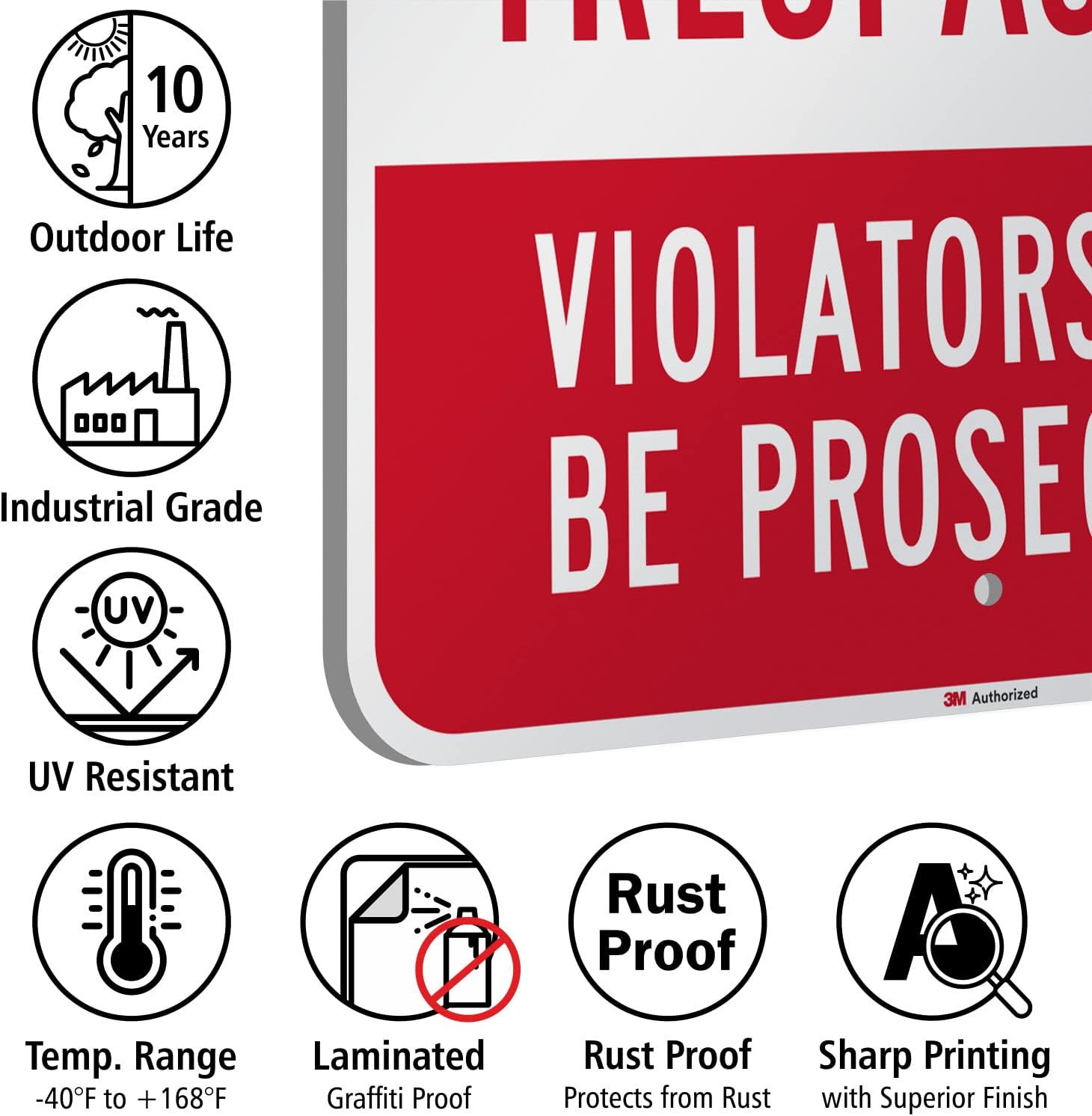 “Private Property – No Trespassing, Violators Prosecuted” Sign | 18″