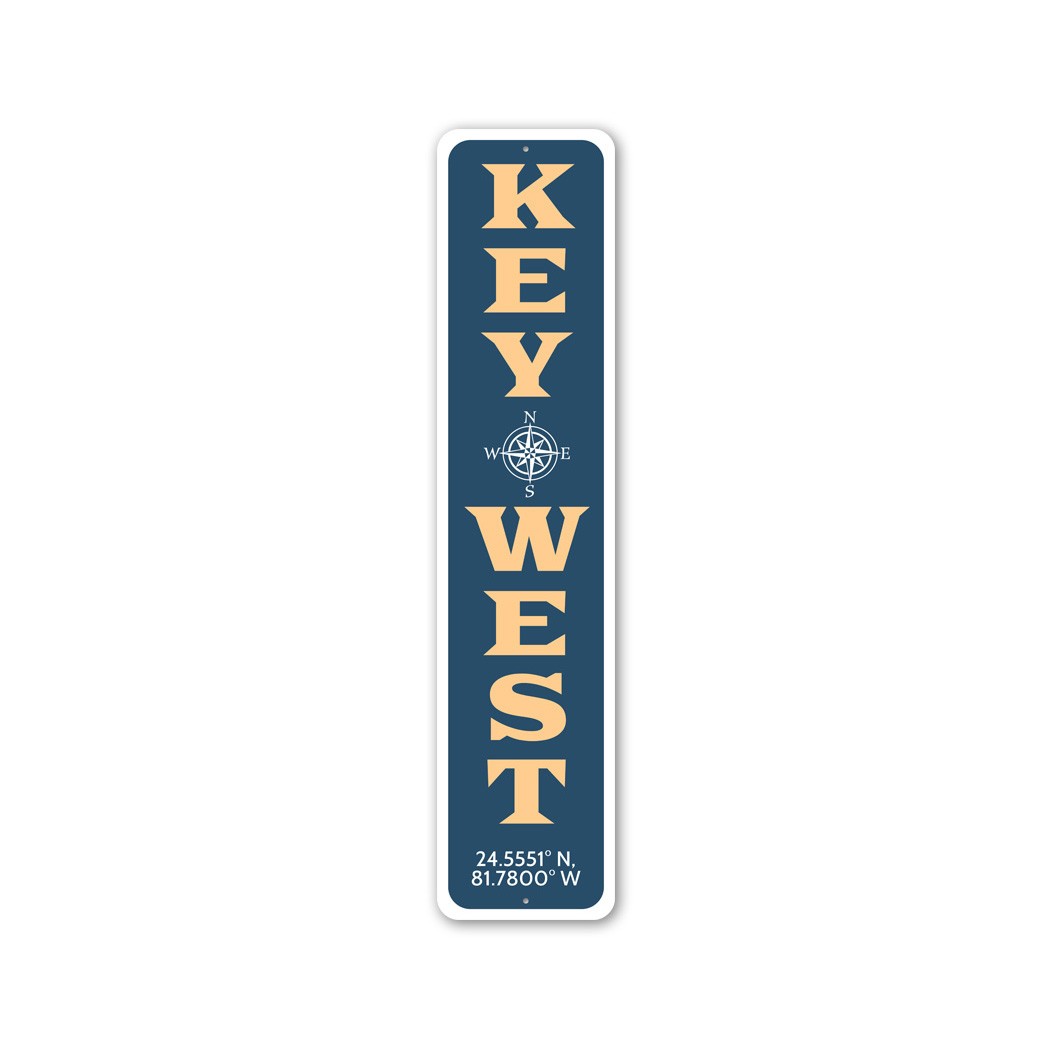 Aluminum Key West Signs Compass Coordinates Sign Novelty Metal Signage
