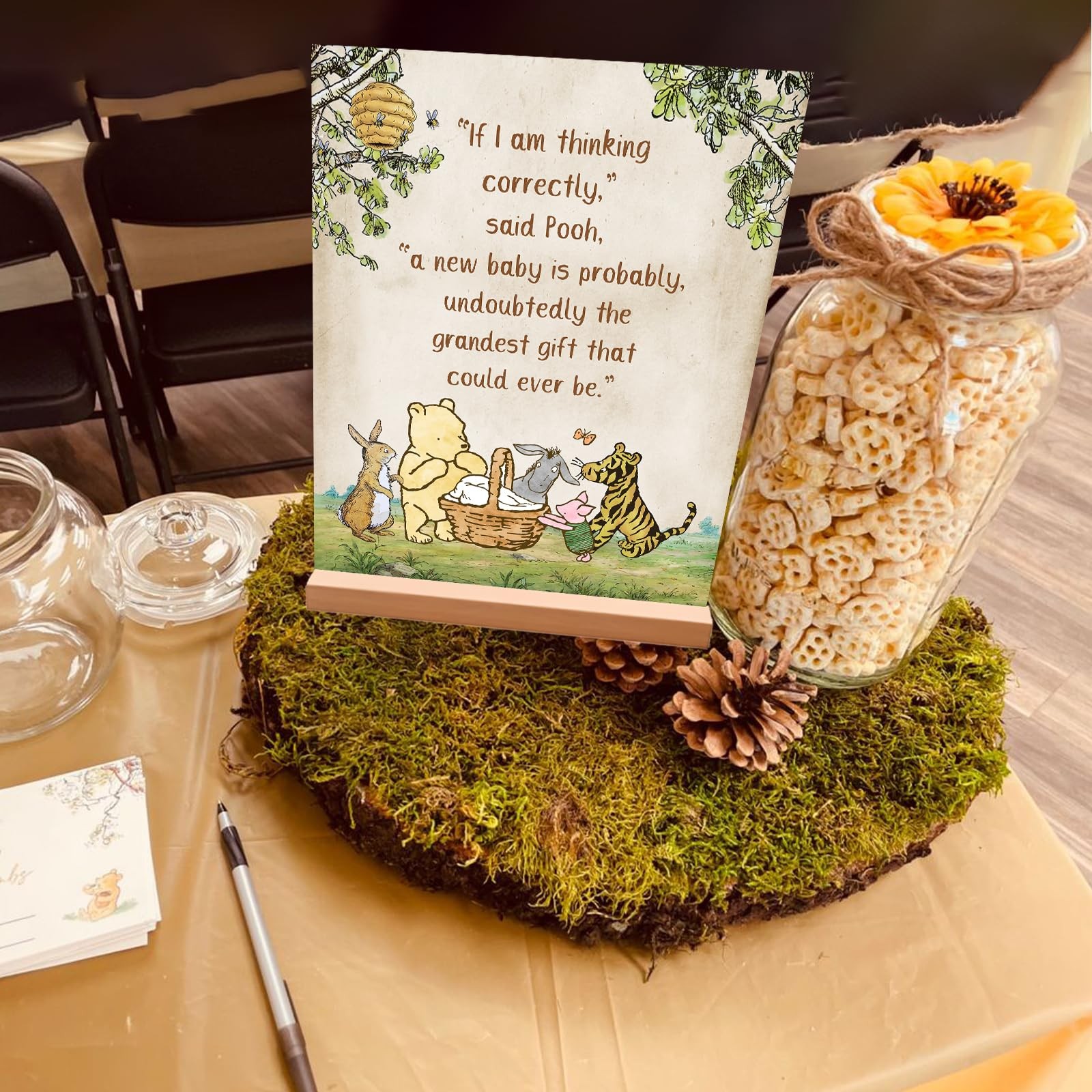 Winnie Table Signs for Baby Shower Decorations 8x10inch 8×10 inches, brown