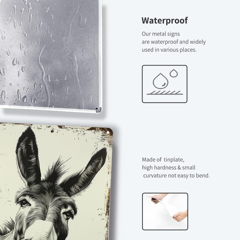 Funny Donkey are You Pooping? Tin Metal Signs Vintage Farmhouse Bathroom Wall Dé