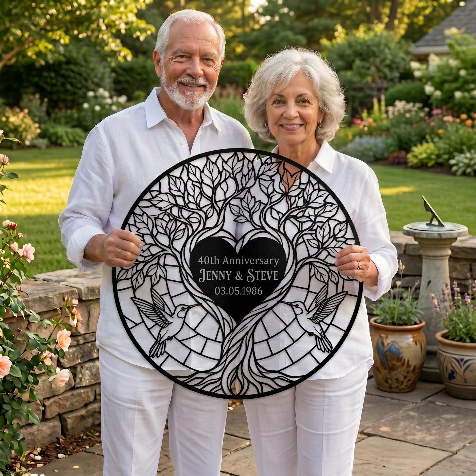 Personalized Tree of Love Metal Sign, Anniversary Couple Wall Art Gift