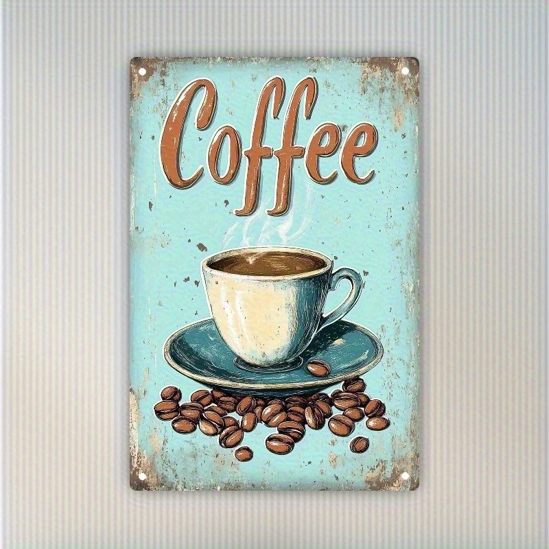 Rustic Coffee Bar Metal Sign Coffee Cup Wall Art Gift For Coffee Enthusiasts