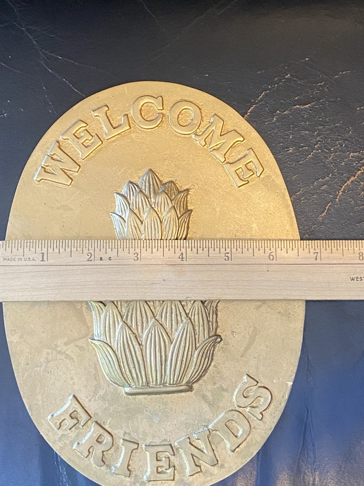 Brass Welcome Friends Plaque Wall Mount