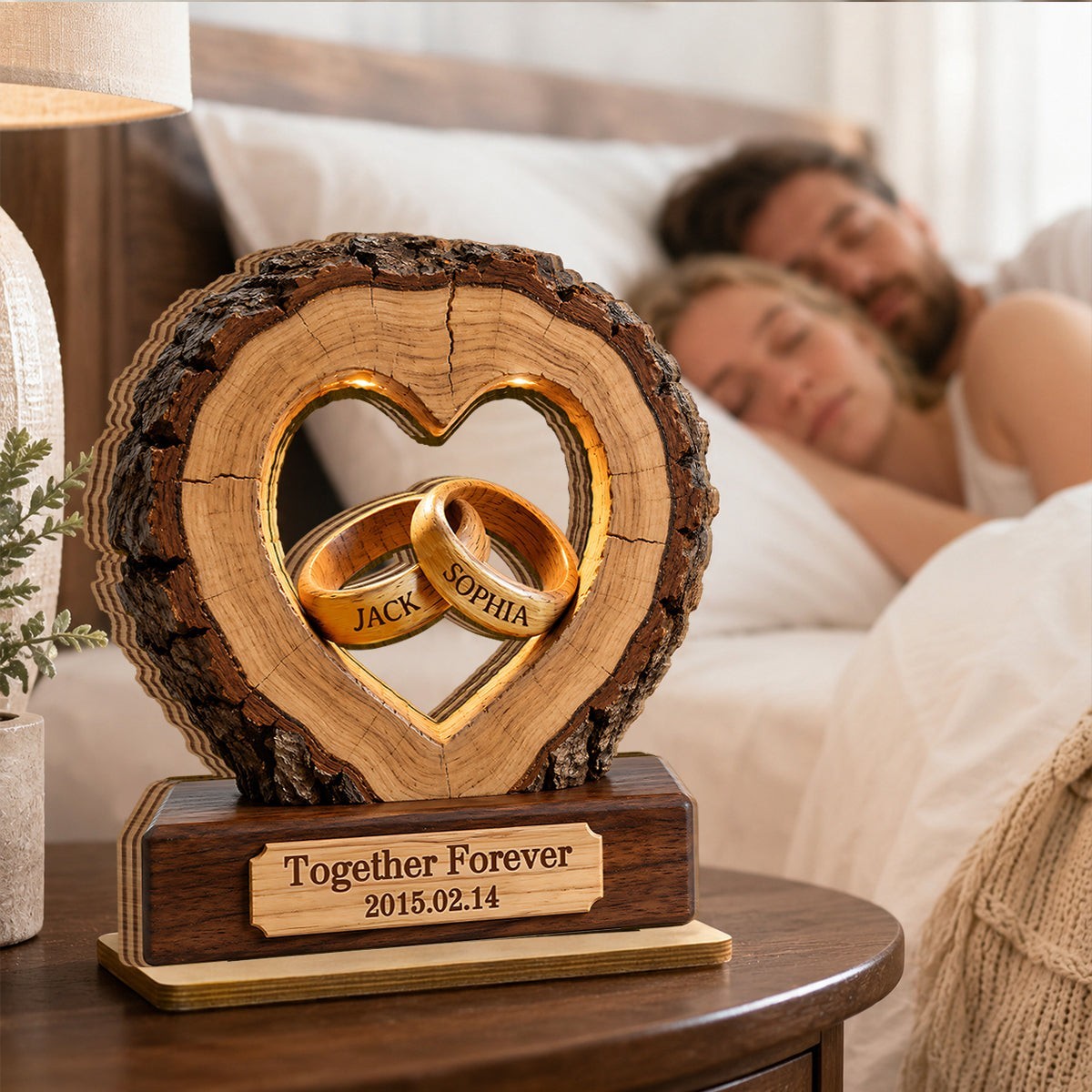 Personalized Together Forever Couple 2-Layer Wooden Block Gift for Her Him