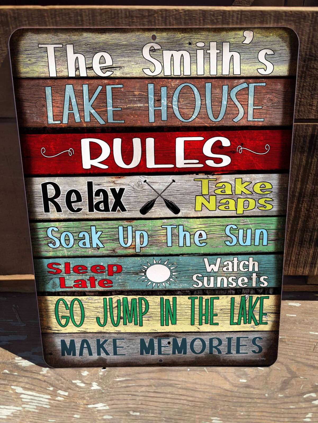 Personalized Lake House Rules Make Memories 9 x 12″ Metal Cabin Cottage SIGN